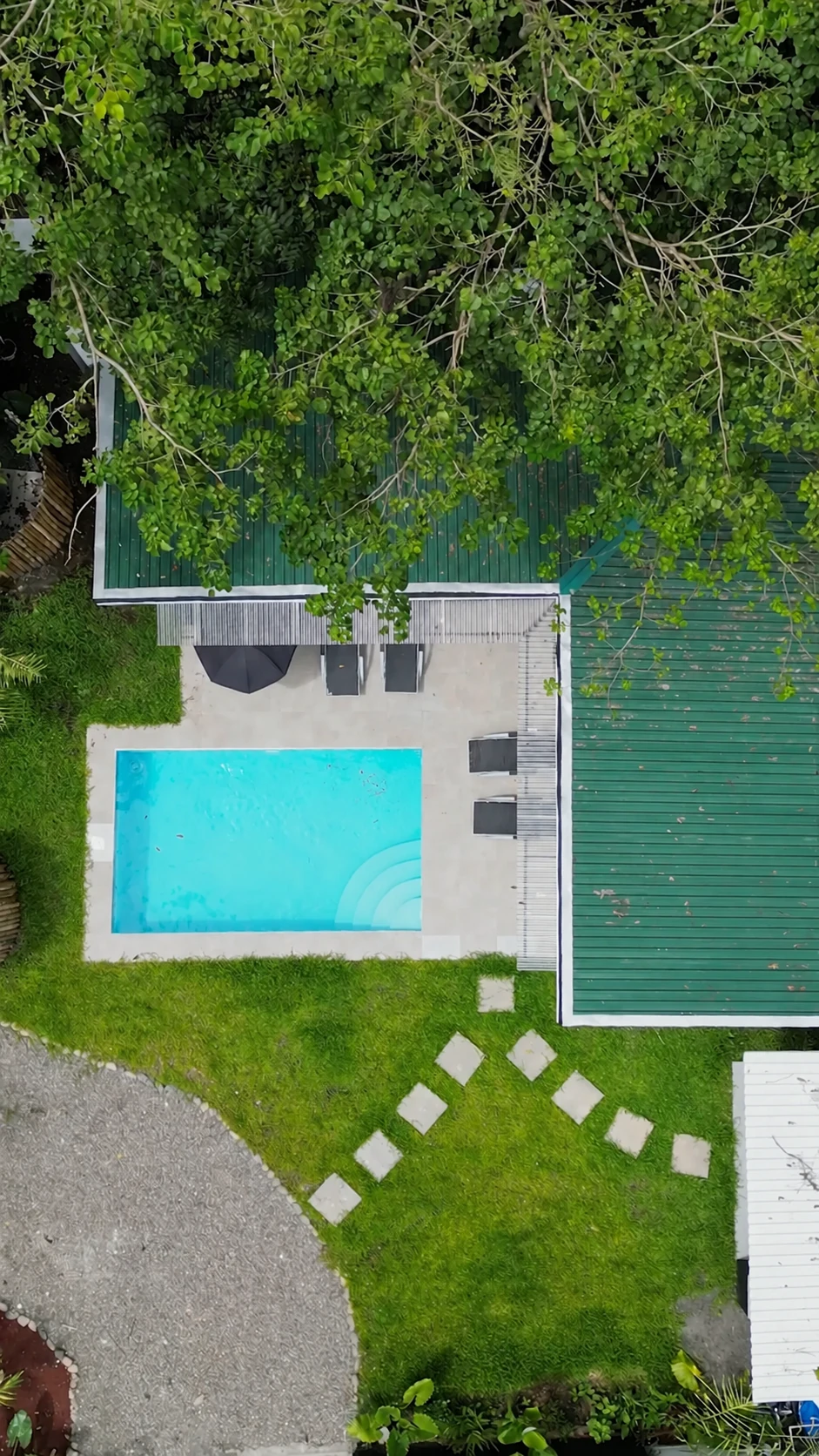Villa Isora pool and garden viewed from above
